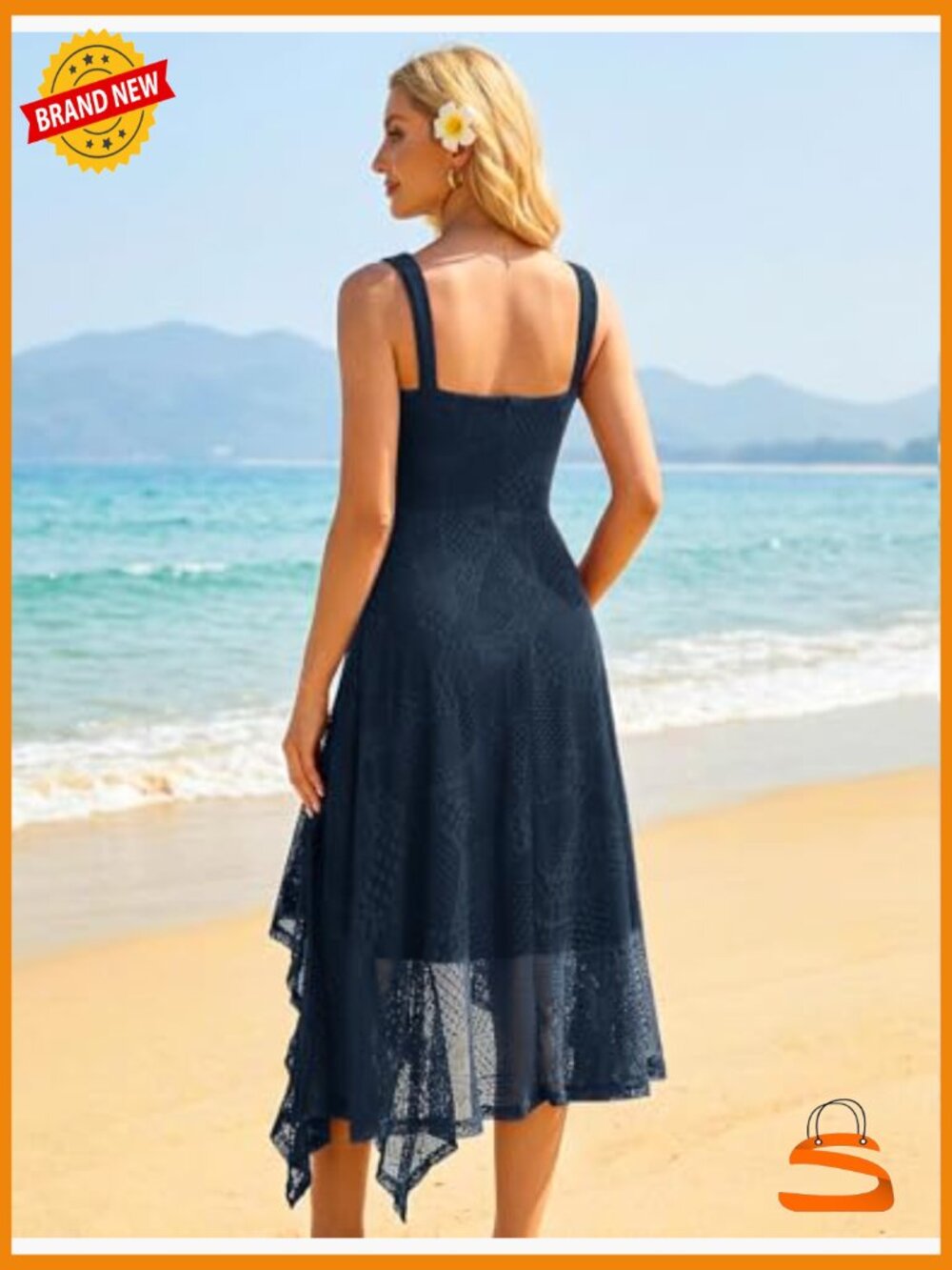 Sleeveless Lace Fit & Flare Midi Dress with Side Slit - Lightweight - Picture 4 of 7